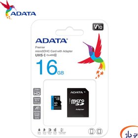 تصویر کارت حافظه ای دیتا مدل ADATA Premier micro SDXC/SDHC UHS-I Class 10 (A1) 16 GB ا ADATA Premier UHS-I Class 10 16 GB ADATA Premier UHS-I Class 10 16 GB