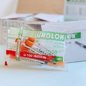 تصویر سرنگ انسولی 1میل و ۰/۵میل آنالوک هندی بسته 10۰ عددی(کیفیت در حد BD) 