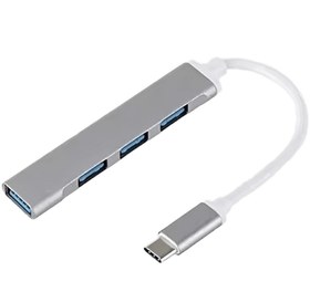 تصویر هاب ۴ پورت Type c به USB مدل B18 B18 4-Port Type-C Metal USB Hub