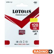 تصویر کارت حافظه microSDXC لوتوس مدل A1 کلاس 10 استاندارد ظرفیت 128 گیگابایت Lotous A1 U3 Class 10 MicroSD Ram 128G