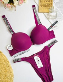 تصویر ست سوتین و شورت اسفنجی ویکتوریا سکرت فنردار victoria secret 