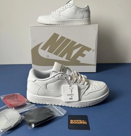 تصویر نایک ایر جردن وان لو تراویس اسکات وایت پارتی NIKE AIR JORDAN I LOW TRAVIS SCOTT WHITE PARTY