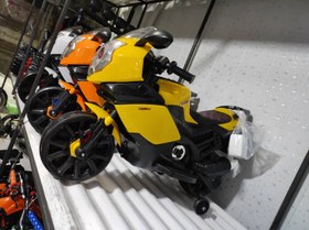 تصویر موتور شارژی کودک ۲ موتوره موزیکال چراغدار ارزان - نارنجی 
