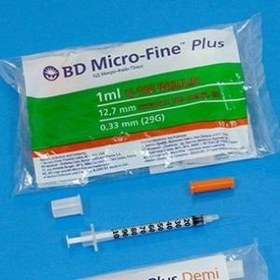 تصویر سرنگ انسولین 1 میلی لیتر 10 عددی BD insulin syringe 1ml