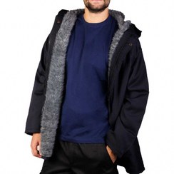 تصویر اورکت نخی خزدار سرمه ای 