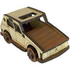 تصویر دکوری ماشین ژیان قهوه ای، عتیقه، چوبی، لیزری، کد 034 