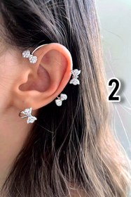 تصویر ایرکاف زنانه برند فَشن مدل جواهری استیل رنگ ثابت - مدل Fashion brand women's ear cuff, jewel model, fixed color steel