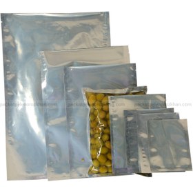 تصویر پاکت وکیومی شفاف متالایز سه طرف دوخت 