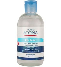 تصویر آردن اتوپیا Dry Reliefتونیک پاک کننده و مرطوب کننده صورت و اطراف چشم پوست خشک وخیلی خشک Arden Atopia Dry Relief cleansing and moisturizing tonic for dry and very dry skin around the eyes