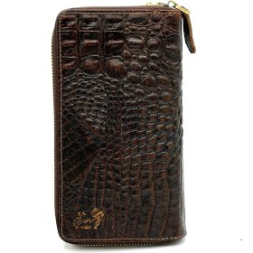 تصویر کیف پول دو زیپ قهوه ای کروکو ونتو 