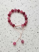 تصویر دستبند گره کشویی جید صورتی دخترانه Jade sliding knot bracelet for girls