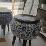 تصویر پاف چوبی مراکشی ۳ پایه طرح سنتی 
