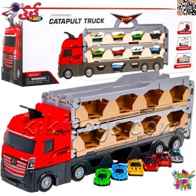 تصویر تریلی 2 متری حمل ماشین فلزی و ریسینگ مسابقه اسباب بازی CATAPULT TRUCK 663 