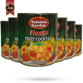 تصویر 6 عدد کمپوت والنسیا گاردن valencia garden مدل کوکتل میوه ای فیستا Fiesta fruit cocktail وزن 850 گرم 