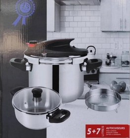 تصویر زودپز دوقلو 7+5 یونیک مدل INP.R.C twin pressure cooker 7+5 unique model inp.r.c