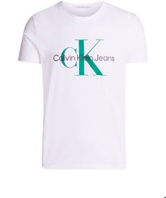 تصویر تی‌شرت مردانه نازک با طرح مونوگرام - جیر پنبه‌ای، سفید برند calvin klein jeans Men's Slim Monogram T-Shirt - Cotton jersey, White