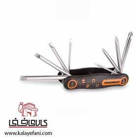 تصویر پیچ گوشتی چاقویی 8 عددی مدل IM-1012FS برند آیرون مکس IRONMAX folding screwdriver set