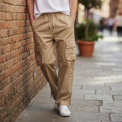 تصویر شلوار کارگو کتان رنگ نسکافه ای کد 3201102 