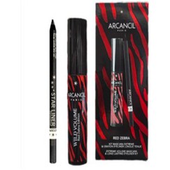 تصویر کیت مداد چشم و ریمل حجم دهنده مدل زبرا آرکانسیل قرمز 