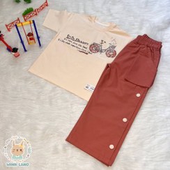 تصویر تیشرت و شلوار دخترانه بغل دکمه 