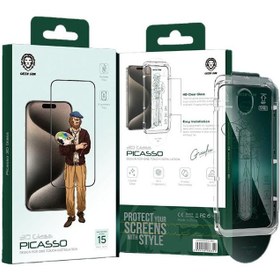 تصویر گلس پیکاسو گرین لاین Green Lion PICASSO 3D glass آیفون 13/13Pro/14 Green Lion PICASSO 3D glass