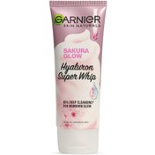 تصویر فوم شستشو شکوفه های گیلاس گارنیر مدل Garnier Sakura Super Whip Foam 