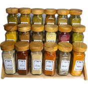 تصویر جا ادویه ۱۸ تایی درب چوبی با استند دو حالته ( با ادویه مرغوب اهواز) (ارسال رایگان) 