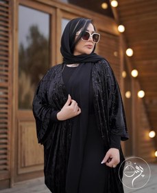 تصویر مانتو عبایی کار شده 