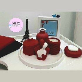 تصویر ست دکوری سنگ مصنوعی قرمز شقایقی سفید ۶ پارچه کد۵ 