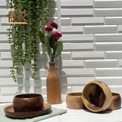 تصویر کاسه چوبی گرد قطر ۱۲ چوب گردو 