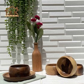 تصویر کاسه چوبی گرد قطر ۱۲ چوب گردو 