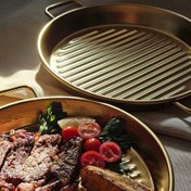 تصویر تابه گریل گرد استیل طلایی سایز ۲۳ 