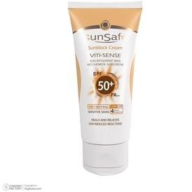 تصویر ضد آفتاب سان سیف مدل سنسی فلوئید 50+ SPF Physical Sunblock Fluid SPF50 Sun Safe