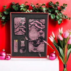 تصویر ست چرم زنانه فندک و کیف و جاسوییچی و جاکارتی ساروینا ست کادوی فندکی زنانه چرمی