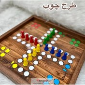تصویر منچ و مارپله چوبی دو رو طرح چوب کد TNS496 