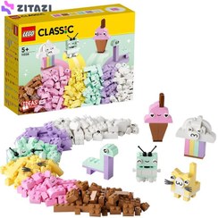 تصویر لگو کلاسیک ۱۱۰۲۸ مدل آجرهای پاستلی ۳۳۳ قطعه مناسب کودکان 