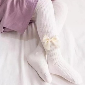 تصویر جوراب شلواری بچگانه کبریتی پاپیون دار سایز ۵۸ سانت 