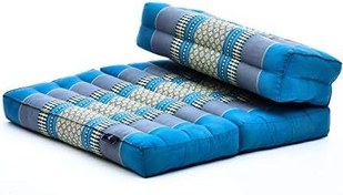 تصویر تشک کف تاشو LEEWADEE – تشک مدیتیشن 2 در 1 طبقه برای یوگا و آرامش، فوتون صندلی با کاپوک سازگار با محیط زیست، 20 در 28 اینچ، آبی روشن 