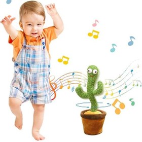 تصویر عروسک پشمالوی کاکتوس رقصان و سخنگو ۲۴x۱۰.۸x۶۹.۵ سانتی‌متر برند essen Dancing Singing Talking Cactus Plush Puppet Toy 24x10.8x69.5cm