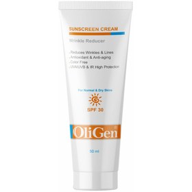 تصویر ضد آفتاب ضد چروک پوست نرمال و خشک اس پی اف 30 الی ژن oligen normal and dry skin spf30 sunscreen cream