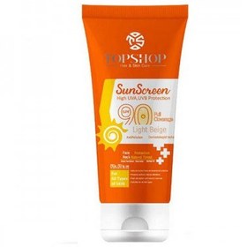 تصویر کرم ضد آفتاب SPF90 رنگی مناسب برای انواع پوست حجم 50 میلی لیتر تاپ شاپ Topshop Colored Sun Screen Spf 90 For All Skin Types 50ml