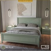 تصویر تخت خواب دو نفره چوب و ام دی اف 