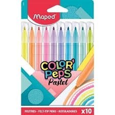 تصویر ماژیک رنگ آمیزی پاستلی مپد مدل felt tip pens بسته 10 رنگ 