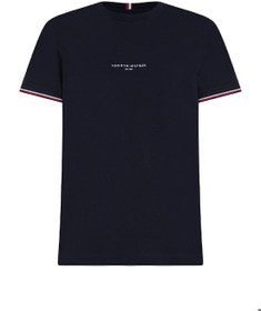 تصویر تی‌شرت مردانه با لوگوی نوک‌دار - فیت اسلیم، 100% پنبه، آبی برند Tommy Hilfiger Men's Tipped Logo Slim Fit T-Shirt - Pure cotton, Blue