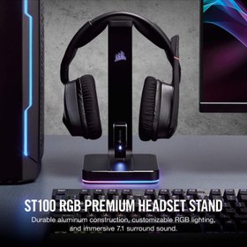 تصویر پایه هدست کورسیر مدل ST100 RGB Premium Corsair ST100 RGB Premium Headset Base Stand