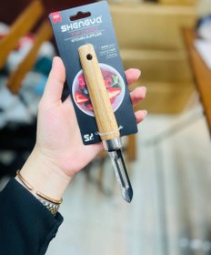 تصویر پوست کن قلمی دسته چوبی شنگیا 