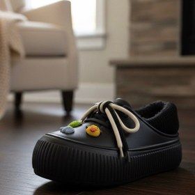 تصویر کراکس زنانه تو کرکی مشکی وارداتی کفی حوله ای ZIZHEN 