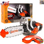 تصویر اره موتوری اسباب بازی مدل 7782 صدادار با تیغه چرخان و عینک ایمنی کودکانه 