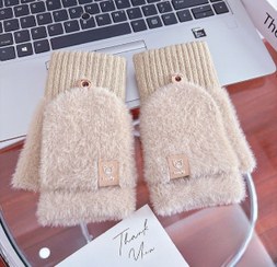 تصویر دستکش زنانه بدون انگشت کلاهدار 