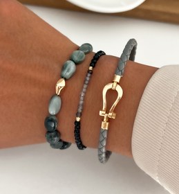 تصویر دستبند گوی و سنک مشکی 